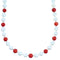 Genuine Sterling Silver Coral And Fresh Water Pearl Bead Necklace RX114230